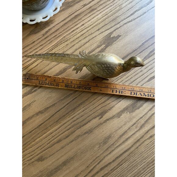 Vintage Midcentury Solid Brass Pheasant Made in Korea Large Brass Bird - Picture 6 of 7